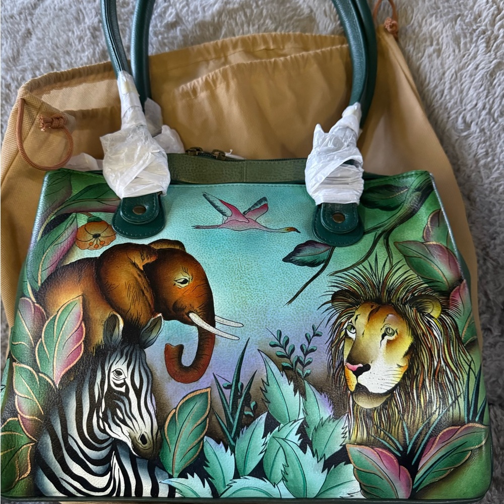 Anuschka Green Jungle Safari Tote NWT